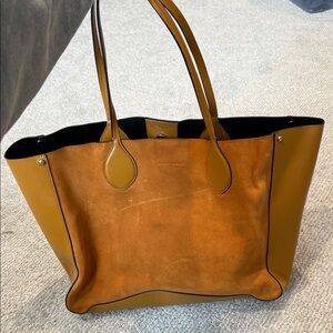 Rebecca Minkoff Suede Leather Tote Bag w/ Removable Pouch – Cognac Brown